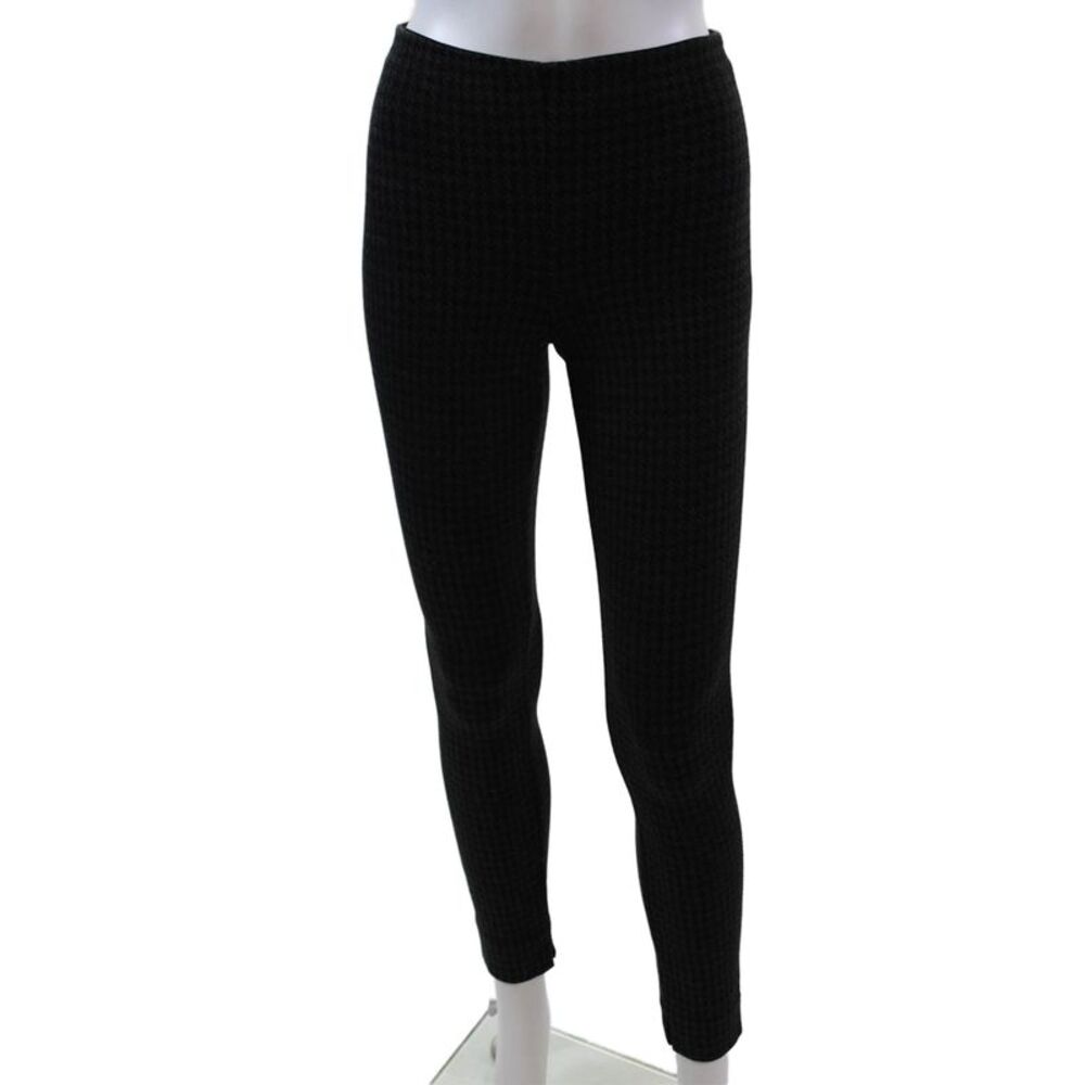 Theory Womens Elastic Waistband Houndstooth Knit Leggings Gray Black Size Petite